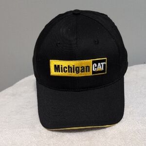 Vintage Michigan CAT Black Yellow and Tan Cap